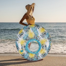 CYFIE Luftmatratze Pool Erwachsene,Aufblasbarer Wasserhängematte,Pool Luftmatratze Sonnenbaden,Lounge Luftmatratze mit Getränkehalter,Durchmesser 110cm,Blau