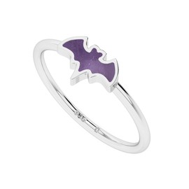 LUSTRE AND LIGHT Bat Shape Natural Amethyst Stackable Rings for Women in 925 Sterling Silver | February Birthstone Jewelry Gifts for Her Birthday, Anniversary, Christmas (Bezel-Set, US-7)