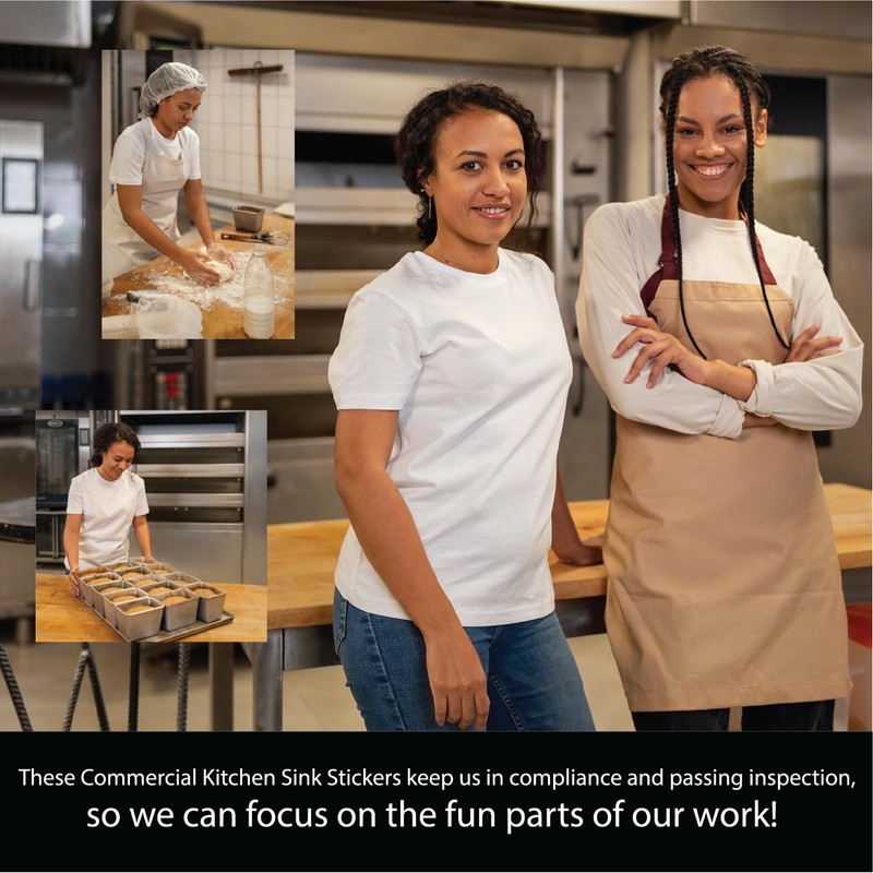 (12 Pack) Wash Rinse Sanitize Sink Labels Stickers, Hand Wash