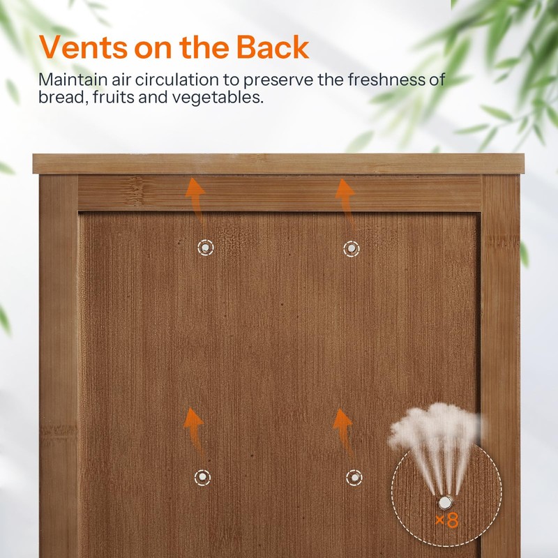 Bread Box, Bamboo Bread Box for Kitchen Countertop, 2-Tier Corner