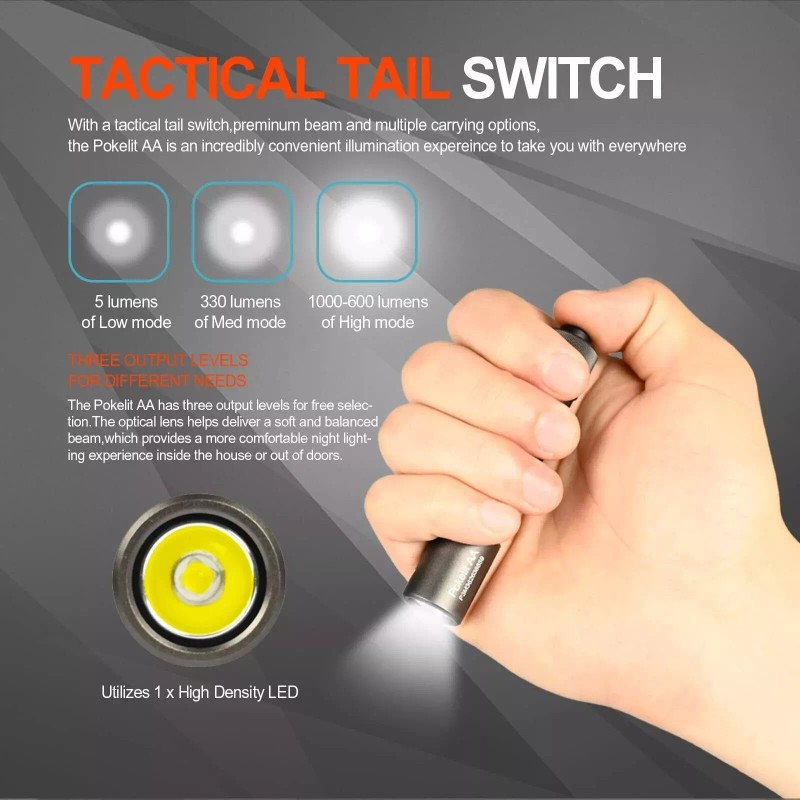 Acebeam Pokelit AA Grey Mini Rechargeable EDC Compact Flashlight 1000