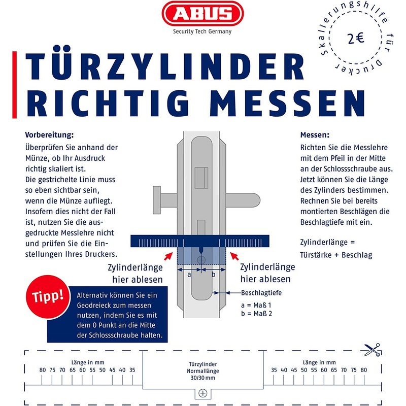 ABUS 968075 D6XBL 40/45 Locking Cylinder, Black