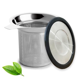 Infusor de té, colador de té de malla extrafina con tapa de silicona, infusor de té de acero inoxidable 304 para té suelto, filtro de cesta de té para tetera, taza, taza