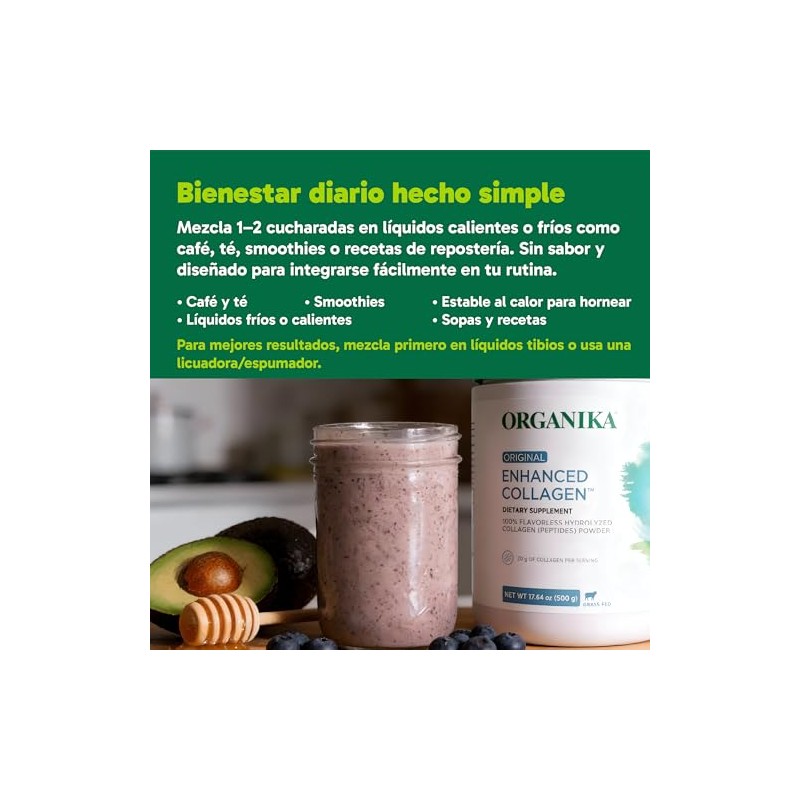 Organika Colágeno Hidrolizado Polvo Tipo Sabor Non Gmo 500 Aporta