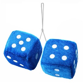 Vaygway Blue Teal 3" Square Hanging Dice-Soft Fuzzy Decorative Vehicle Hanging Mirror Dice with White Dots