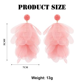 Earrings for Women Girls Colourful Leaf Earrings Fabric Flower Cluster Elegant Bohemian Fashion Jewellery Gifts Accessories for Valentine's Day Birthday, Stainless Steel, No Gemstone