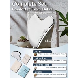 Rena Chris Gua Sha Herramientas Faciales, Herramienta Guasha de Acero Inoxidable para Acupuntura, Herramienta de Masaje Manual para Esculpir la Mandíbula y Reducir la Hinchazón, Herramienta de Masaje