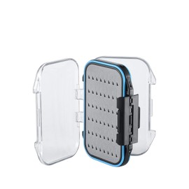 Gonex Fly Boxes for Fly Fishing Two-Sided Waterproof Lightweight Fly Fishing Box Easy Grip Transparent Lid Fly Fishing Lures Box, 10.4x 7.6x 3 cm, Grey