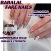 BABALAL Sliver Press on Nails Almond Fake Nails Medium Acrylic