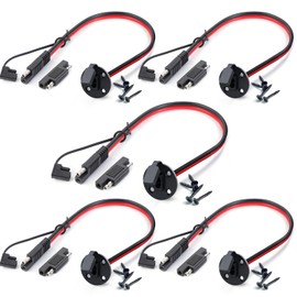 MADCATZ 5 PCS - 2 Feet of 2 Pin SAE Socket Sidewall Port, 10 AWG SAE Cable Quick Connect Panel Mount Universal Flush-Mountable Connector for Solar Generator Battery Charger