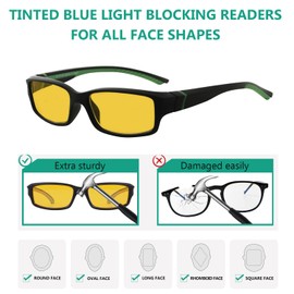 Eyekepper 10 Pack Blue Light Blocking Reading Glasses Amber Tinted Computer Readers Men Women +1.00