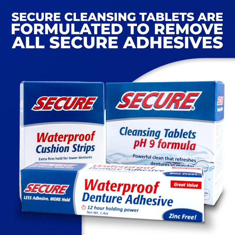 Secure Waterproof Denture Adhesive - Zinc Free - Extra Strong