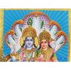 Gold Foil Embossed Hindu God Lord Vishnu Goddess Lakshmi Shrine