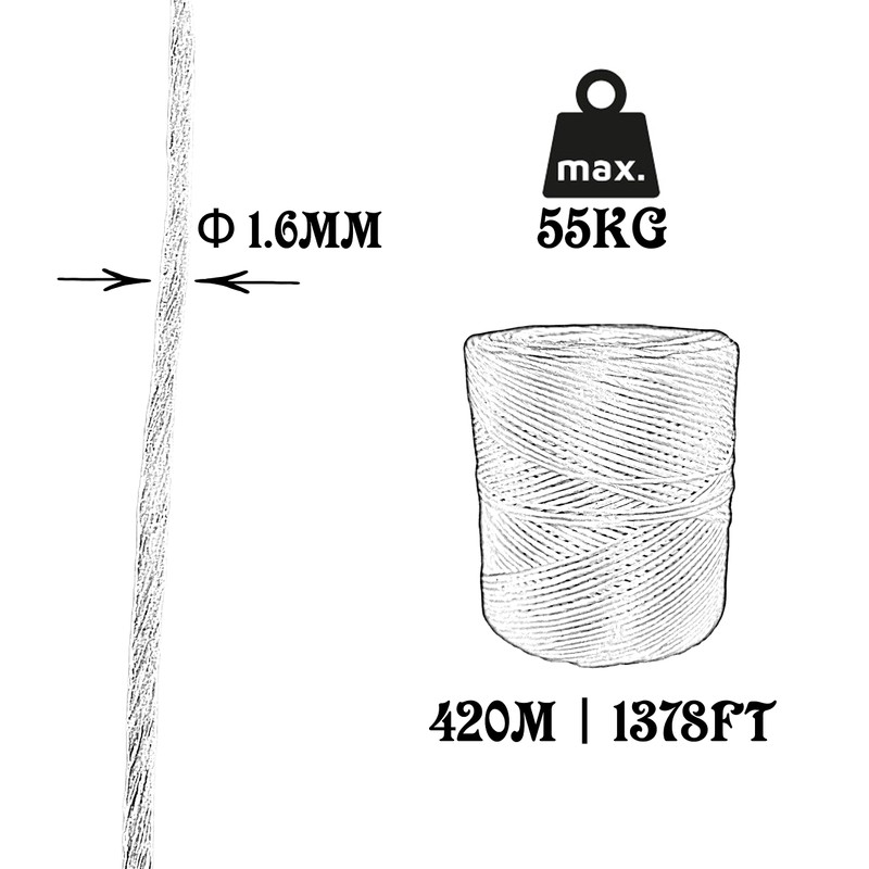 Rope, Polypropylene Raffia Tape, 1.6 mm x 420 m, for