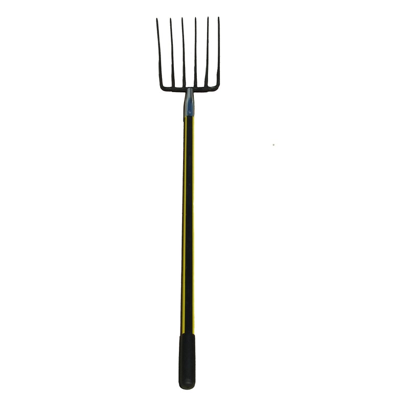 6 Tines Forged Pitch Fork With Long Deltaic Fiberglass Handle!