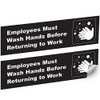 Employees Must Wash Hands Before Returning To Work, 8.75" x 2.5", 2 Pack, Black and White, Self-Adhesive
