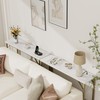 GAOMON Narrow Console Table, Gold Sofa Table with Outlets, Behind