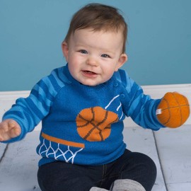Zubels Baby Hand-Knit Bill The Basketball Rattle Toy, All-Natural Fibers, Eco-Friendly, 100% Cotton