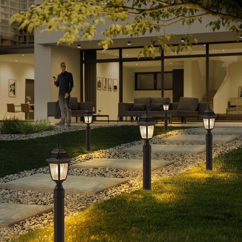 TEBLAMPUE Solar Post Lights 2 Pack, Motion Sensor Post Lantern