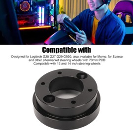 70 mm Steering Wheel Adapter Plate for G29 G920 G923 for Momo for Sparco, Game PCD Racing Steering Wheel Adapter Plate for 13 14 Inch Steering Wheel (Black)
