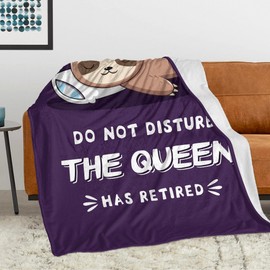 Best Retirement Gift for Woman, Funny Retirement Gifts for Women 2025, Happy Retirement Gift for Teacher/Coworker, Retired Gifts for Women, Farewell Gift, The Queen Has Retired Sloth Blanket 60" X 50"