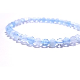 Kanoishi ∞ [Bring Happiness to the Voyage of Life, Amulet] Aquamarine Bracelet, Women's, Power Stone, Natural Stone, 0.2 inches (4 mm) Cut (For Purification, Rough Stone) (Women's S, Approx. 5.7 inches (14.5 cm) (Women with a thin wrist))