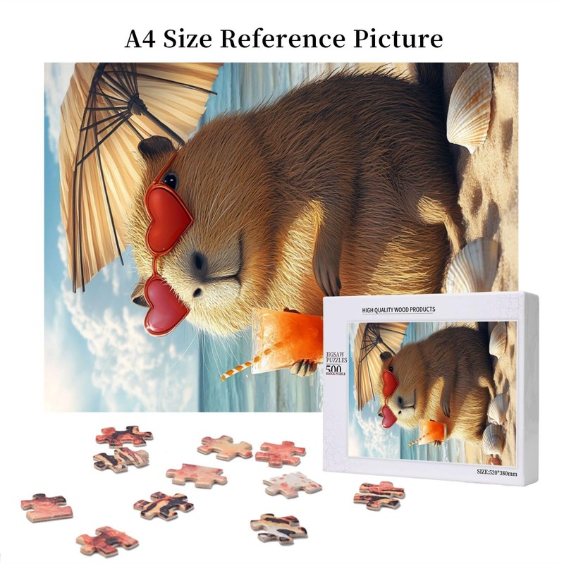 MA6GE8DE Beach Vacation Capybara Jigsaw Puzzles 500 PCS,Enjoy The Puzzle