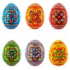 Set of 6 Pearlized Ukrainian Pysanky Wooden Easter Eggs 2.5