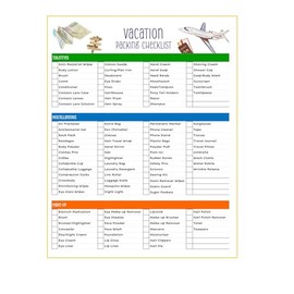 Vacation Packing List - Never Forget Essential Travel Items! Reusable Laminated & Double Sided - The Perfect Packing list for All Ages