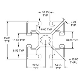 8020, 45-4545-Lite, 45 Series 45mm x 45mm 45x45 T-Slotted Aluminum Extrusion DIY Extruded Linear Slot Bar Rail Metric 80/20 (1, Clear Anodize, 610mm Long)