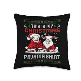 This Is My Christmas Goat Pajama Ugly Christmas Sweater Throw Pillow