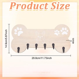 BEUNITONE Bone Shape Key Holder for Wall Cute Dog Leash Hangers with 6 Key Hooks for Farmhouse Decor Durable Cute Housewarming Gifts for Dog Owner Lovers 11.73'' x 5.87'' Sturdiness Easy to Install