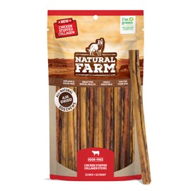 Natural Farm Chicken Stuffed Collagen Chews for Dogs (12 Inch, 12 Pack), Rawhide-Free Collagen Sticks, Odor-Free Natural Dog Chews, Long Lasting Treats for Small, Medium Dogs