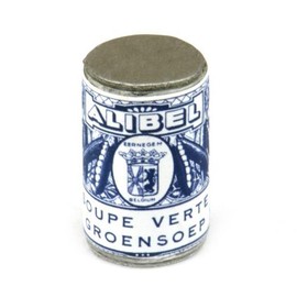 MyTinyWorld 2 x Dolls House Miniature Alibel Green Soup Can (1890s)