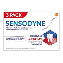 Pasta Dental Sensodyne Sensibilidad Y Encías 3 Pzas 100g C/u