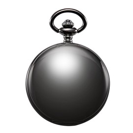 TREEWETO Pocket Watch Unisex Pocket Watch with Chain Analogue Mechanical Hand Winding Double Hinge Antique Roman, 1. Black, Classic