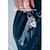 Macaroni Edge Bag Charm Heart Padlock Silver Paracord Keychain Lanyard