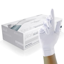 Unigloves White Pearl Nitrile Examination Gloves - Multipurpose, Powder Free and Latex Free Disposable Gloves, Box of 100 Gloves, White, Large (GP0024)