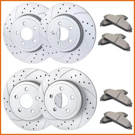 Autopartspconline AWD 345mm Front Rear Brake Rotors Ceramic Pad for DODGE Charger CHRYSLER 300