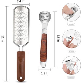 Foot File & Callus Remover,Heavy - Duty Pedicure Tool with 20 Blades in Box, Ergonomic Handle, for Wet/Dry Use on Cracked Heels, Dead Skin & Corns