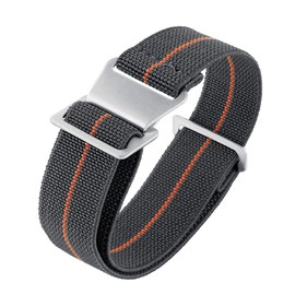 JBRUN French Troops Parachute Style Watch Band - Elastic Fabric Nylon Waterproof Military Replacement Watch Strap - Choice of Colors - 18mm 20mm 22mm (22mm, Grey Orange)