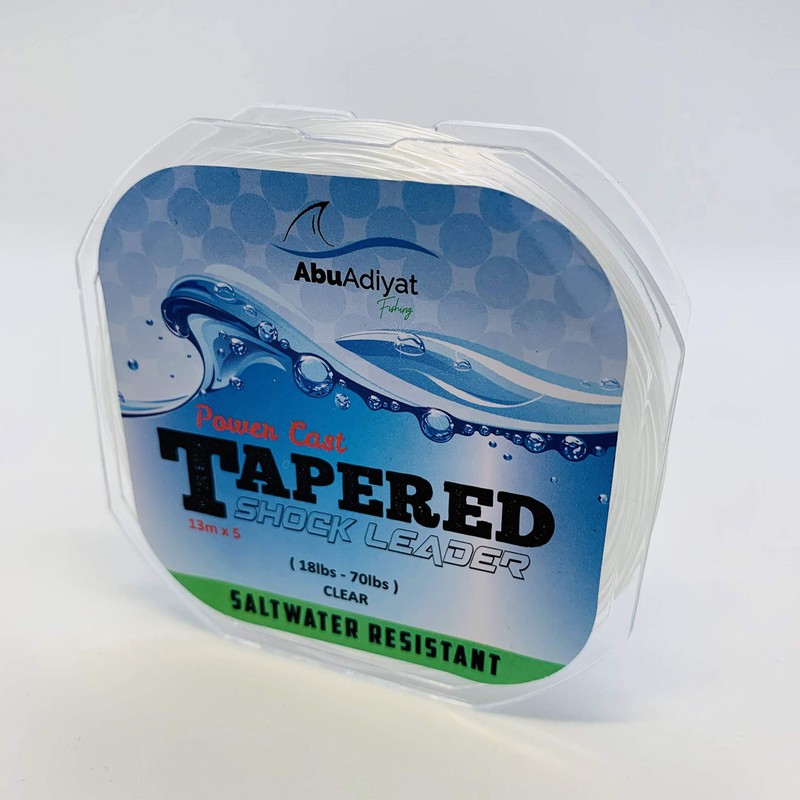 AbuAdiyat fishing POWER CAST TAPERED SHOCK LEADER (13mX5) (Clear, 18-70lbs)