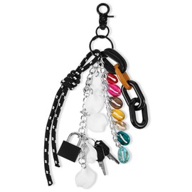 Yuanchu Aesthetic Keyring, Women's Bag Charms, Cute Bag Pendant, Shells, Lock, Key, Decorative Pendant, Car Keyring, Multi-Purpose Key Chain for Bags, Mobile Phones, Household, black