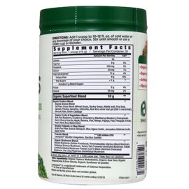 Country Farms Super Greens Unflavored, 50 Organic Super Foods, USDA Organic Drink Mix, Fruits, Vegetables, Super Greens, Mushrooms & Probiotics, Supports Energy, 40 Servings, 10.6 Oz, 2 Pack