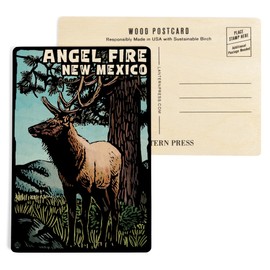 Angel Fire, New Mexico, Elk, Scratchboard (4x6 Birch Wood Postcards, 2-Pack Stationary, Rustic Home Wall Decor)
