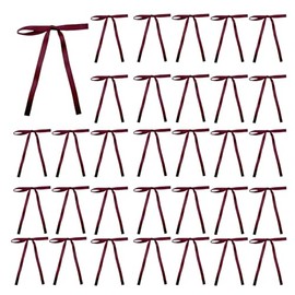 Meseey 30 Pcs Satin Bows with Twist Tie 5 x 7 Inch Pretied Premade Ribbon Bows for Tree Wreath Garland Home Decor Indoor Outdoor Decorations (Burgundy)