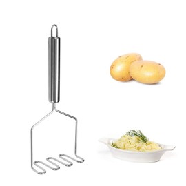 Stainless Steel Potato Masher - Potato Masher for Potato Masher Vegetable Masher Masher Easy to Clean and Use for Mashed Potatoes, Fruits and Vegetables