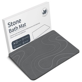 Veeloim Stone Bath Mat Diatomaceous Earth Shower Mat Non-Slip Super Absorbent Diatomite Stone Bath Mats for Bathroom Floor Quick Drying Natural Easy to Clean(23.6''×15.4" Gray)