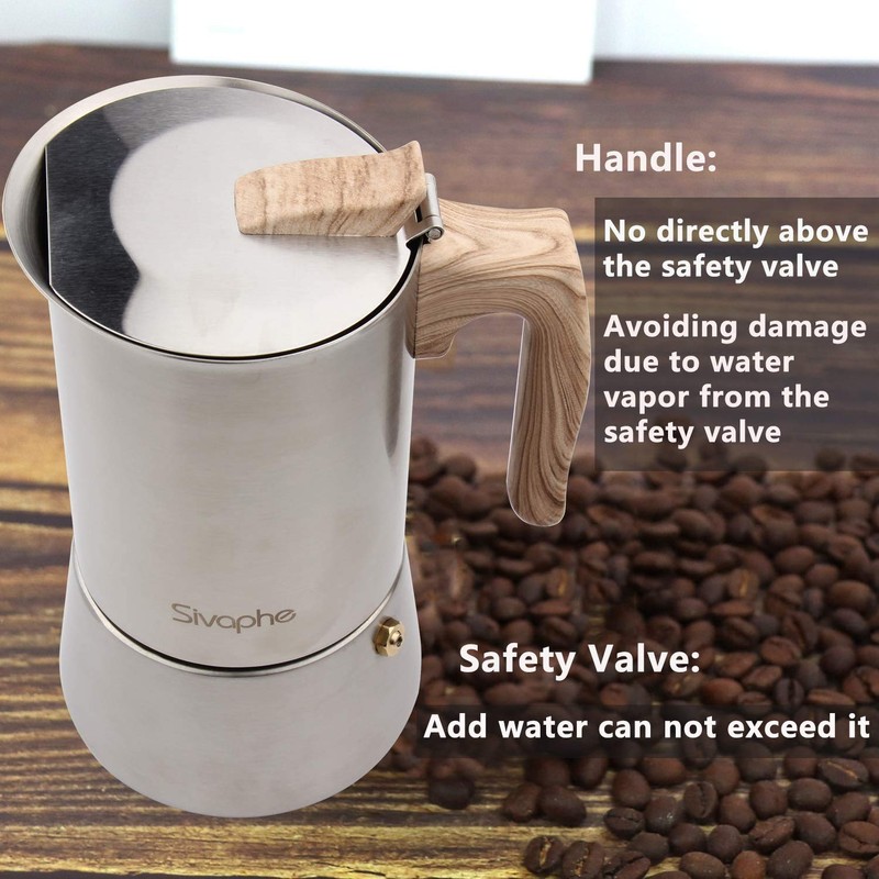Sivaphe4 cups Stainless Steel Stovetop Espresso Coffee Maker | Induction