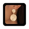Enautoabs Bohemian Large Gold Hammered Disc Coin Dangle Earrings Round